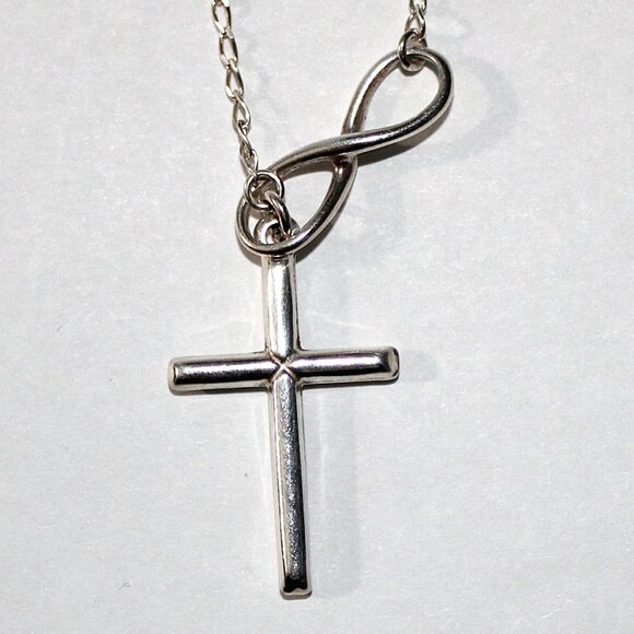 Sterling Silver Cross & Infinity Loop Necklace - Picture 2 of 7